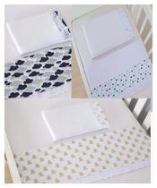 Kit 3 Jogos de Lençóis Mini Berço 9 peças Ted, Triângulo e Nuvem Kit 3 Jogos de Lençóis Mini Berço 9 peças Ted, Triângulo e Nuvem