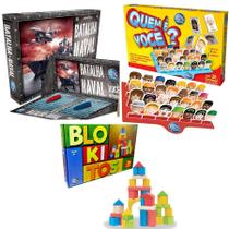 Kit 3 Jogos De Tabuleiro Batalha Naval Quem é Você Blokitos Brinquedo Criança