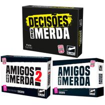 Kit 3 Jogos Decisões E Amigos De Merda Jogo De Cartas Party Buró Português