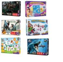 Kit 3 Jogos Educativos e 3 Quebra Cabeças Jurassic