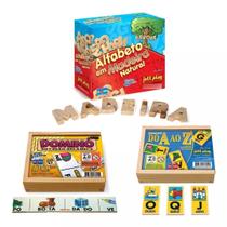 Kit 3 Jogos Educativos Em Madeira Aprendendo O Alfabeto