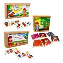 Kit 3 Jogos Educativos Libras de Madeira Jogo da Memória e Dominós Inclusivos Kit 3 Jogos Educativos Libras de Madeira Jogo da Memória e Dominós Inclusivos
