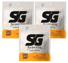 Kit 3 Jogos Enc. Violão Aço Bronze Tensão Leve 010-047 - SG Kit 3 Jogos Enc. Violão Aço Bronze Tensão Leve 010-047 - SG