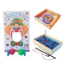 Kit 3 Jogos Festa Junina Acerte o Alvo + Argolas + Pescaria