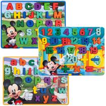 Kit 3 Jogos Mickey Disney Encaixe Letras Numeros Didatico - Toymix