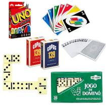 Kit 3 Jogos para Família Uno Dominó e 2 Baralhos Profissionais Copag Kit 3 Jogos para Família Uno Dominó e 2 Baralhos Profissionais Copag