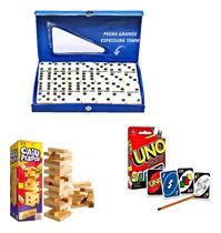 Kit 3 Jogos Uno + Dominó E Caiu Perdeu Torre Caiu Presente Kit 3 Jogos Uno + Dominó E Caiu Perdeu Torre Caiu Presente