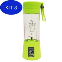 Kit 3 Juice Cup Mini Liquidificador Portátil Eletrico Cabo