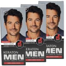Kit 3 Keraton Men Castanho Escuro Trata e Colore - Kert Kit 3 Keraton Men Castanho Escuro Trata e Colore - Kert