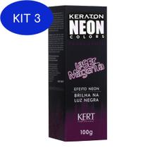 Kit 3 Keraton Neon Colors Laser Magenta 100G