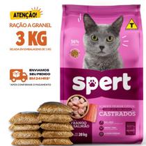 Kit 3 KG Granel Ração Para Gato Spert Gatos Castrados 36% de Proteína