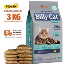 Kit 3 KG Ração Para Gato Billy Cat Select Gatos Castrados Granel