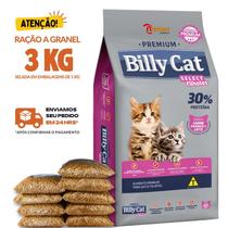Kit 3 KG Ração Para Gato Billy Cat Select Gatos Filhotes Granel