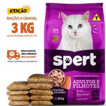Kit 3 KG Ração Para Gato Spert Gatos Adultos e Filhotes Granel