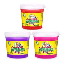 Kit 3 Kimeleka Slime Acrilex Art Kids 180g