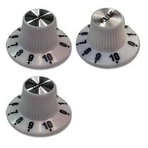 Kit 3 Knob White Guitarra Vintage 1 Volume 2 Tone Branco