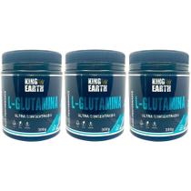 Kit 3 L-Glutamina 300g 100%Pura - King Earth