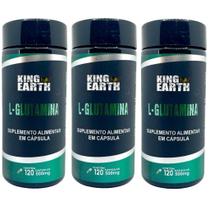 Kit 3 L - Glutamina 500mg 360 Cápsulas - King Earth