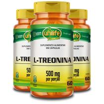 Kit 3 L-Treonina Unilife 500Mg 60 Cápsulas