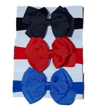 Kit 3 Lacinhos bebê faixa tiara lisos azul, preto , azul e vermelho enxoval do bebê