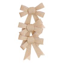 Kit 3 Laços Decorativos Champanhe Tecido Brilhante 10x11cm