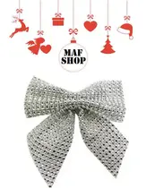 Kit 3 Laços Prata Pedras Vazada Decorativo Natal Casa 12cm Kit 3 Laços Prata Pedras Vazada Decorativo Natal Casa 12cm