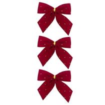 Kit 3 Laços Veludo Com Strass 10cm Enfeite Árvore De Natal Kit 3 Laços Veludo Com Strass 10cm Enfeite Árvore De Natal