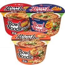 Kit 3 Lamens Coreano Bowl Kimchi, Hot Spicy E Spicy Chicken Nongshim