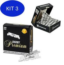 Kit 3 Lâminas De Barbear Partida Derby Premium Caixa Com 100 Un