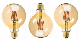 Kit 3 Lampada Filamento Led G95 4w Bivolt 2200k Ambar Vintage Kit 3 Lampada Filamento Led G95 4w Bivolt 2200k Ambar Vintage