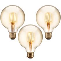 Kit 3 Lâmpada Filamento LED G95 Decorativa Retrô Vintage Âmbar Bivolt Luminarte