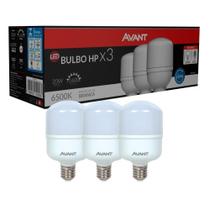 Kit 3 Lâmpada LED 20W Luz Branca 6500K Bulbo HP Bivolt E27 1600 Lumens Avant