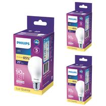 Kit 3 Lâmpada Led Bulbo 13w = 90w 1311lm Bivolt Philips 3000k amarela Cor Da Luz Branco-quente
