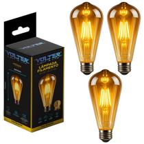 Kit 3 Lâmpada Led Filamento Retro St64 4w E27 2200k 360lm Kit 3 Lâmpada Led Filamento Retro St64 4w E27 2200k 360lm