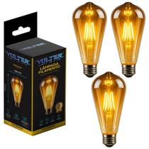 Kit 3 Lâmpada Led Filamento Retro St64 Volter 4w E27 2200k Kit 3 Lâmpada Led Filamento Retro St64 Volter 4w E27 2200k