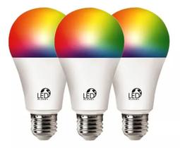 Kit 3 Lampada Led Inteligente RGB Wifi 10w Smart Controle App Celular Colorida Muda Cor Com Ritmo - Led Planet