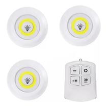 Kit 3 Lâmpada Led Luminária Sem Fio Controle Remoto Spots A Pilha AAA Para Guarda Roupa