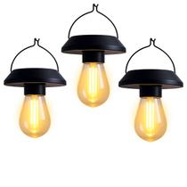 Kit 3 Lâmpada LED Solar Para Acampamento Camping Pesca Iluminação Portátil 10W Recarregável Com Gancho