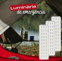 Kit 3 Lâmpada Luminária De Emergência 30 Leds Super Slim Bivolt