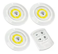 Kit 3 Lampada Luminaria Led Controle Sem Fio Spot Remoto 15W