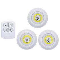 Kit 3 Lampada Luminaria Led Sem Fio Controle Remoto