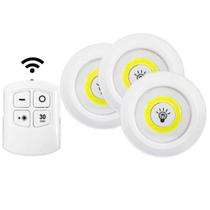 Kit 3 Lampada Luminaria Led Spot Sem Fio Com Controle Remoto