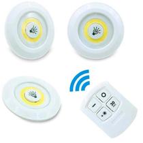 Kit 3 Lampada Luminaria Led Spot Sem Fio Controle Remoto