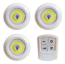 Kit 3 Lampada Luminaria Led Spot Sem Fio Controle Remoto