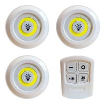 Kit 3 Lampada Luminaria Led Spot Sem Fio Controle Remoto