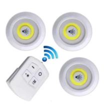 Kit 3 Lâmpada Luminaria Led Spot Sem Fio Controle Remoto Pra Armario Parede Luz Branco Quente