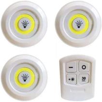 Kit 3 Lampada Luminaria Led Spot Sem Fio Controle Remoto SMD