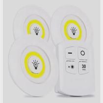 Kit 3 Lâmpada Luminária Led Spot Sem Fio Controle Remoto SMD