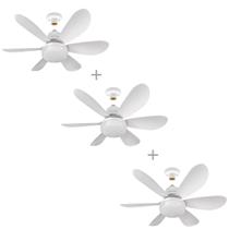 Kit 3 Lampada Luminaria Led Ventilador Dimerizavel 40W Quente Frio Amarela Branca Galaxy Led Bivolt