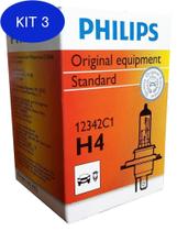 Kit 3 Lampada Philips H4 Nissan Livina 1.8 09 A 13 Baixo/ Alto